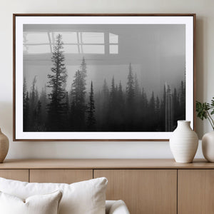 Misty Pines Wall Art Canvas Print – Framed Woodland