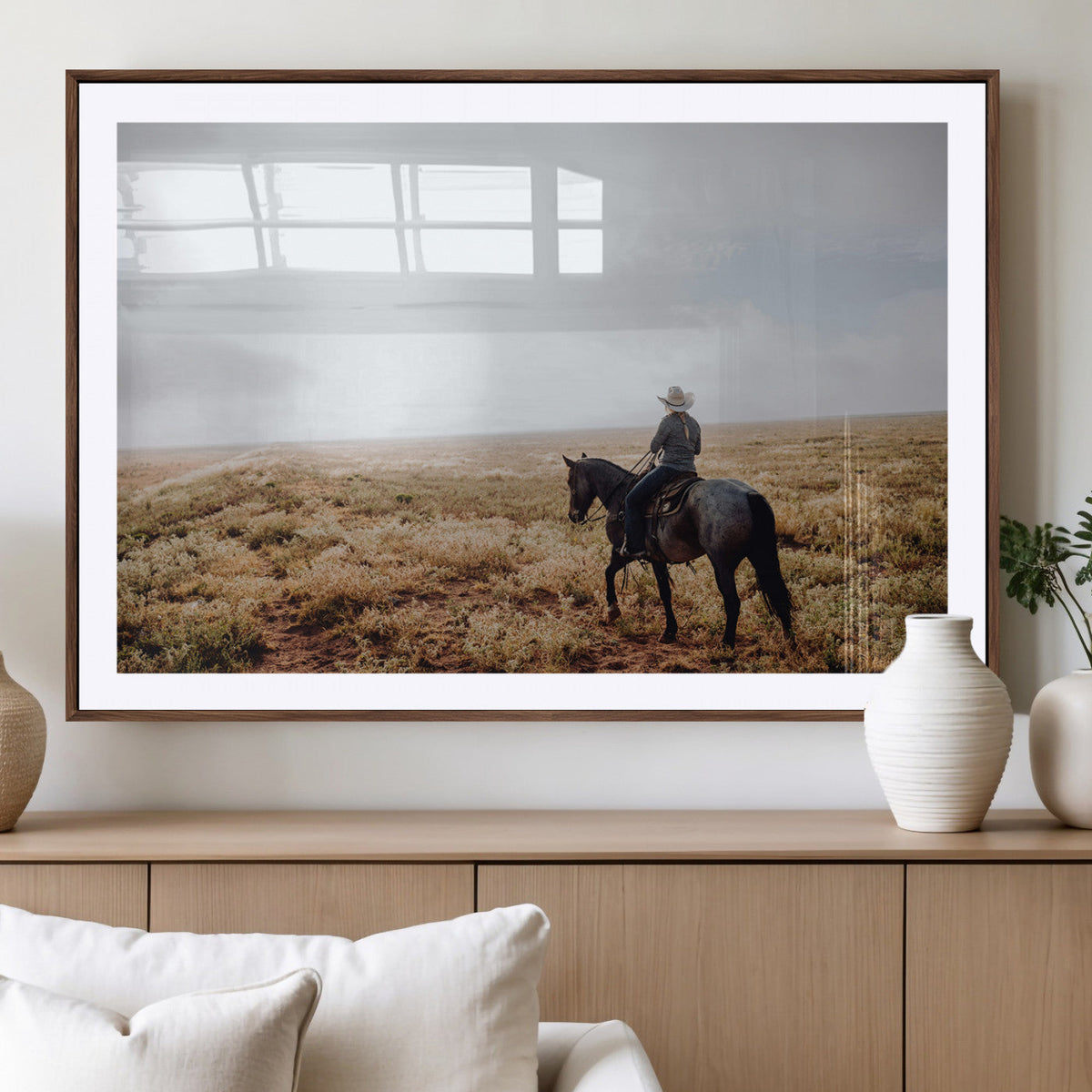 Cowboy Wall Art Canvas Print – Framed Western Ranch Scene