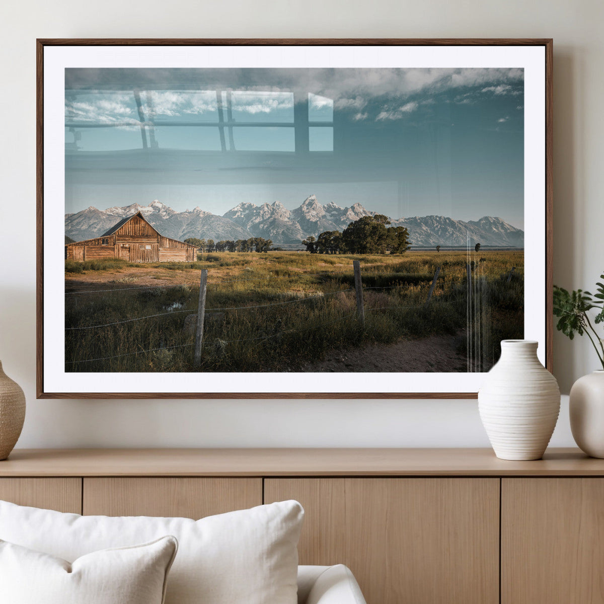 Rustic Farmhouse Wall Art Canvas Print – Framed Mountain