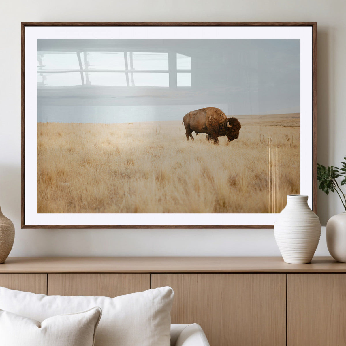 Buffalo Wall Art Canvas Print – Framed Western Wildlife