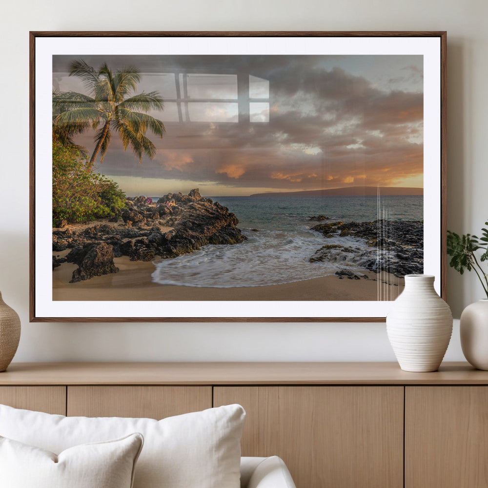 Tropical Beach Wall Art Canvas Print, Vibrant Hawaiian