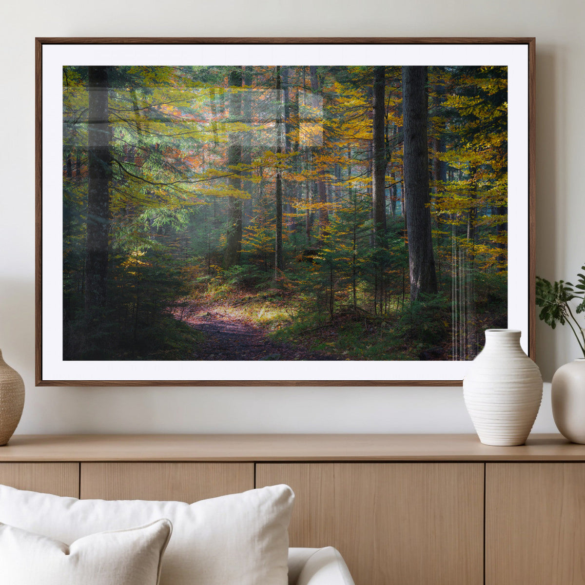 Autumn Forest Wall Art Canvas Print – Framed Fall Woodland