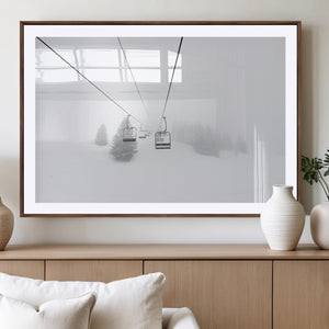 Ski Lift Wall Art Canvas Print – Snowy Alpine Landscape