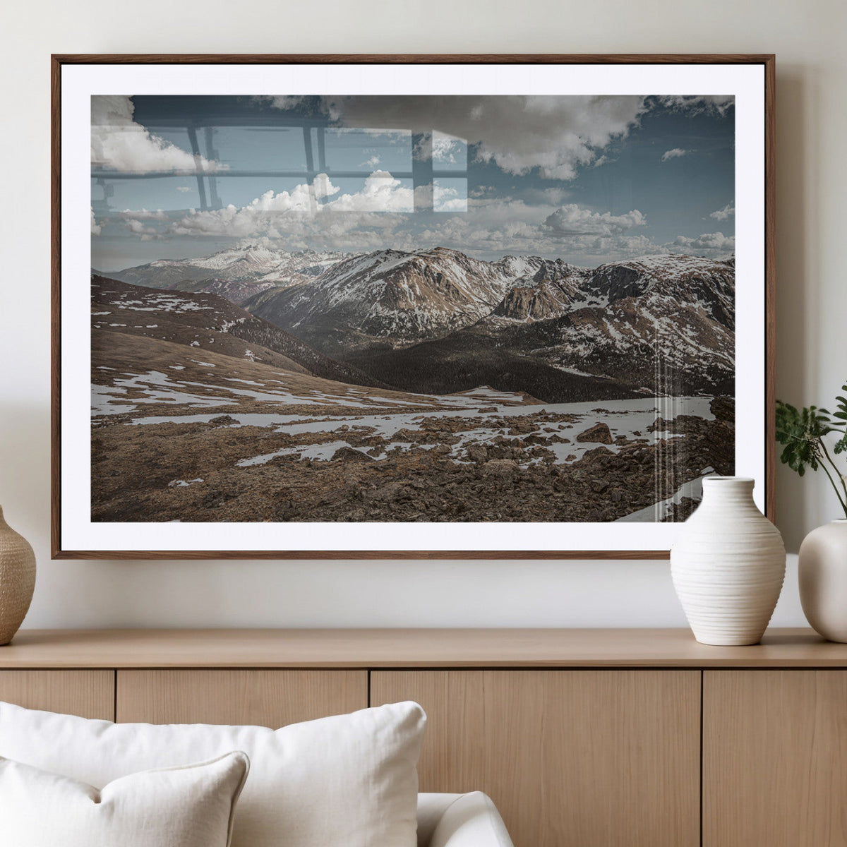 Mountain Landscape Wall Art Canvas Print – Framed Snowy