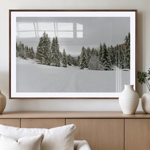 Frosty Pines Wall Art Canvas Print – Framed Silent Snowfall