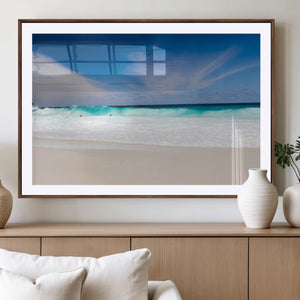 Ocean Breeze Wall Art Canvas Print, Aqua Waves and Coastal