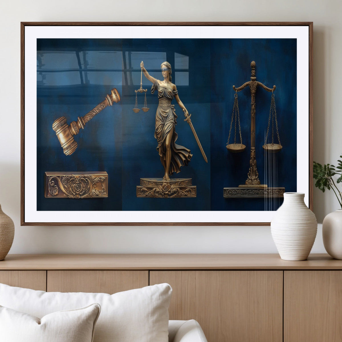 Lady Justice Wall Art Canvas Print – Elegant Gold Legal