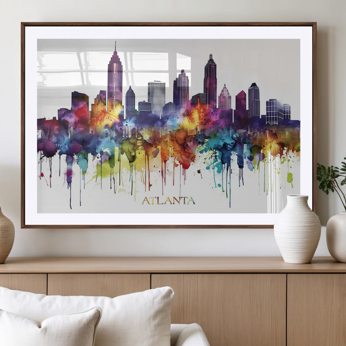 Atlanta Skyline Wall Art Canvas Print – Framed Colorful