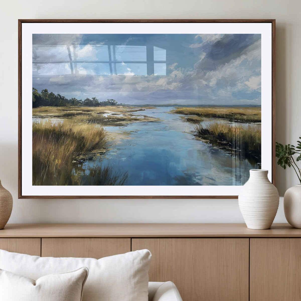 Marshland Wall Art Canvas Print – Serene Water Reflection