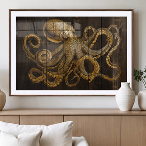 Octopus Wall Art Canvas Print – Wooden Art Sea Creature
