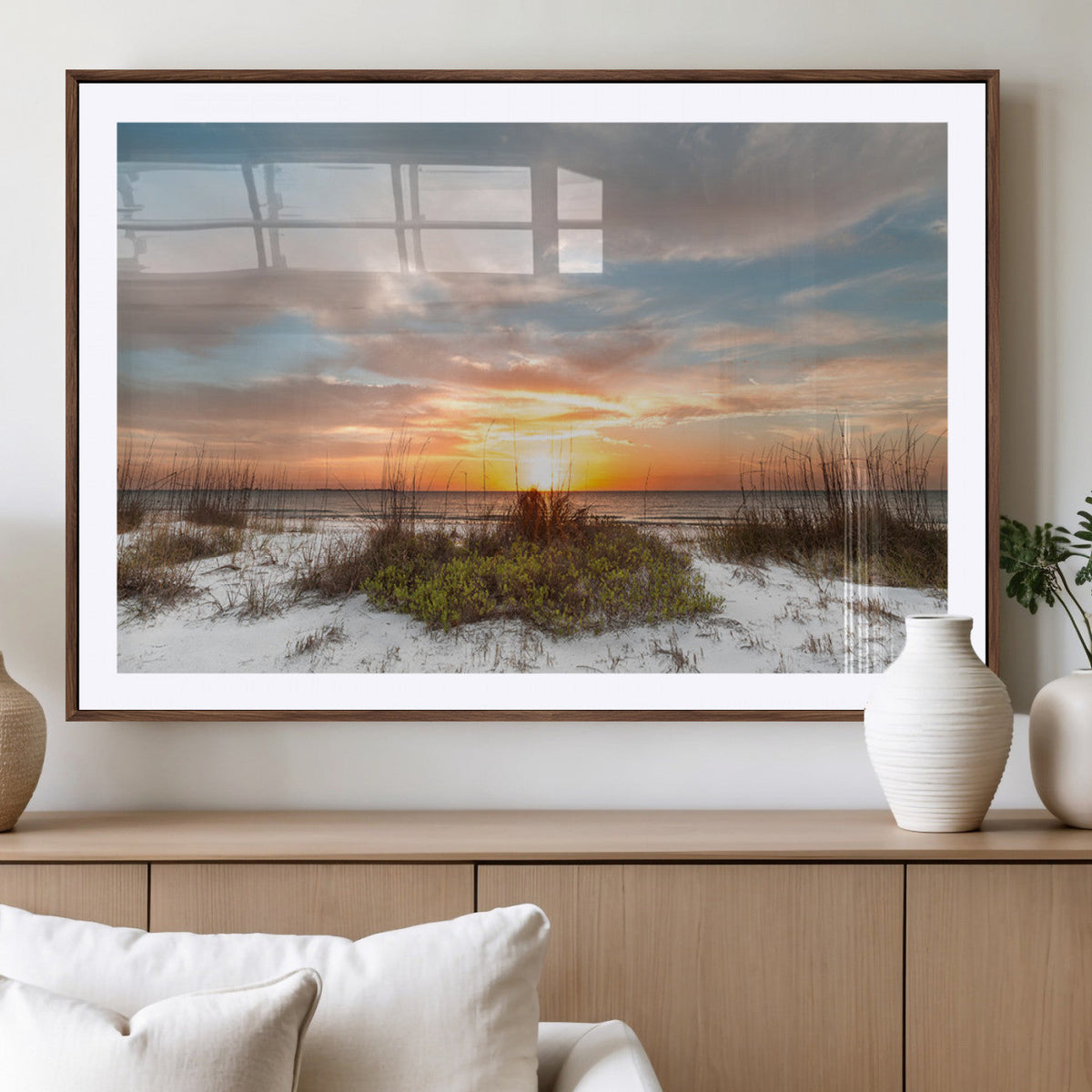 Sunset Beach Wall Art Print – Coastal Canvas Ocean Landscape