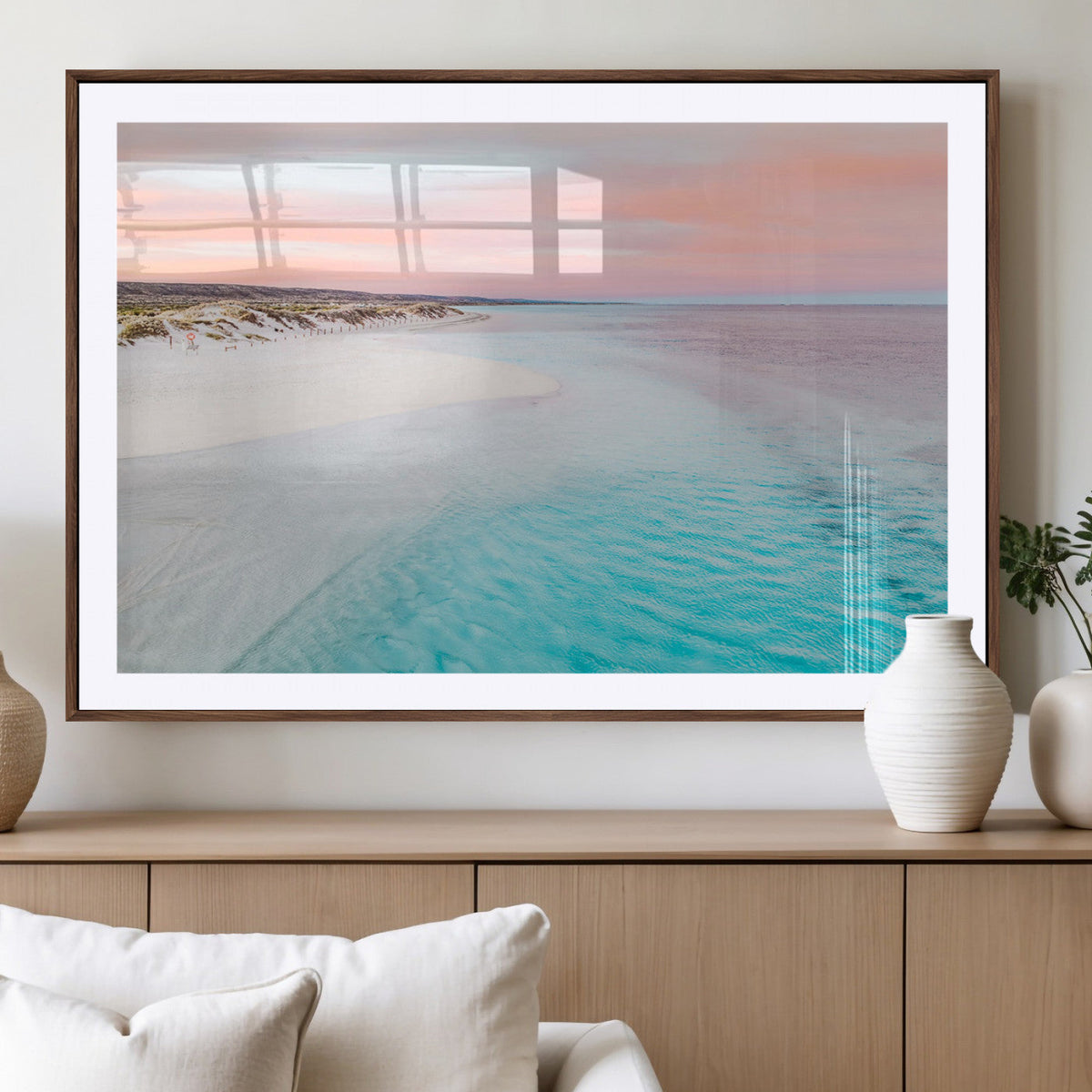 Serene Pastel Beach Wall Art Canvas Print, Tranquil Coastal