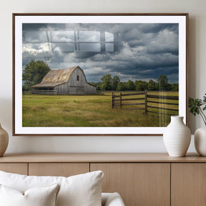 Rustic Stormy Barn Wall Art Canvas Print, Moody Country Farm