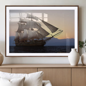 Majestic Sailing Ship Wall Art Canvas Print, Sunset Ocean