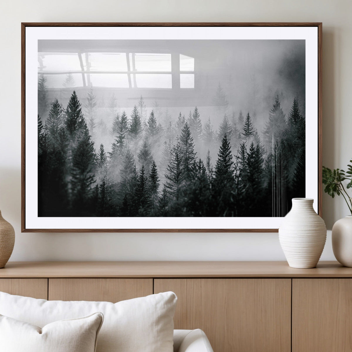 Misty Mountain Wall Art Canvas Print – Framed Cloudy Andean