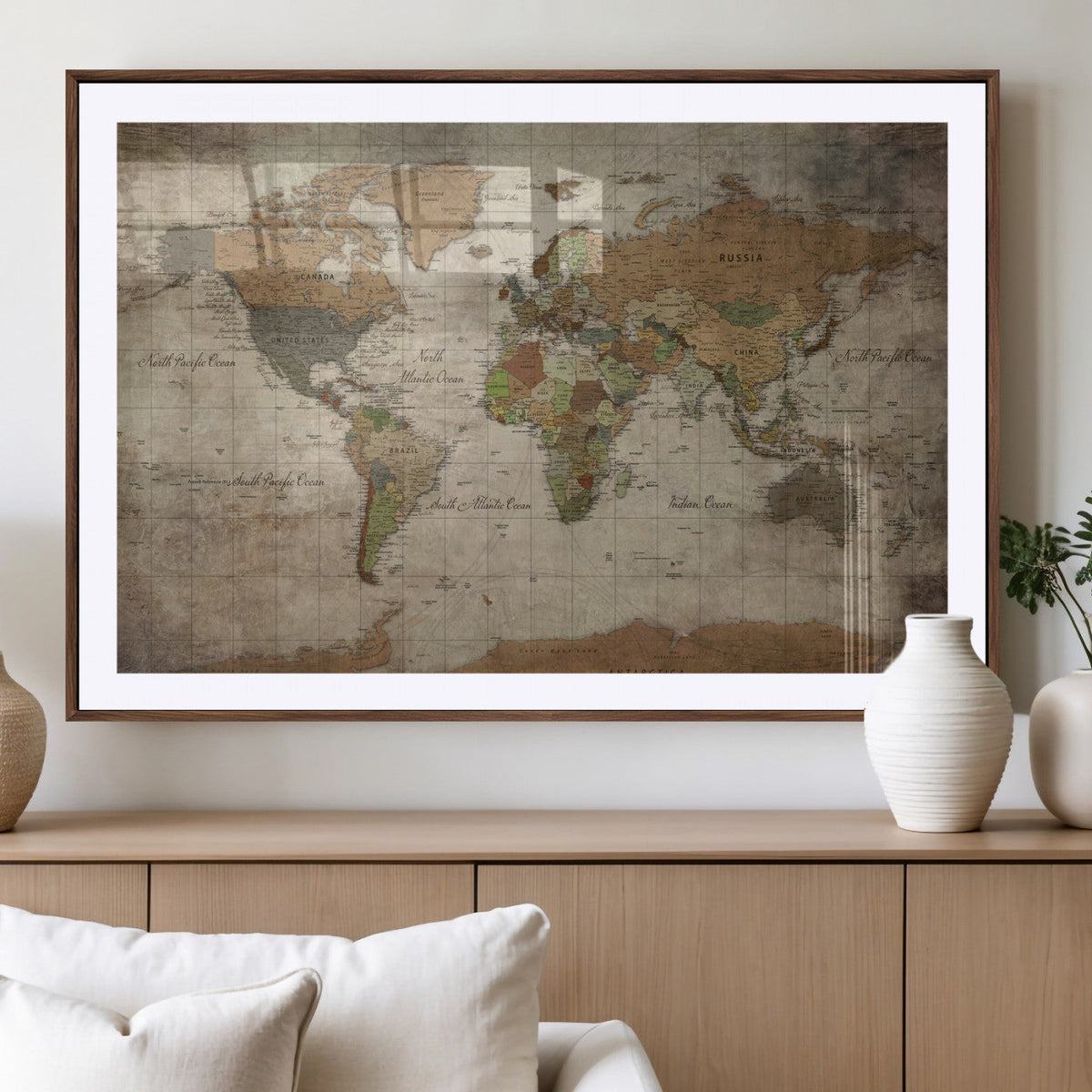 World Map Canvas Print – Framed Travel Map Wall Art for