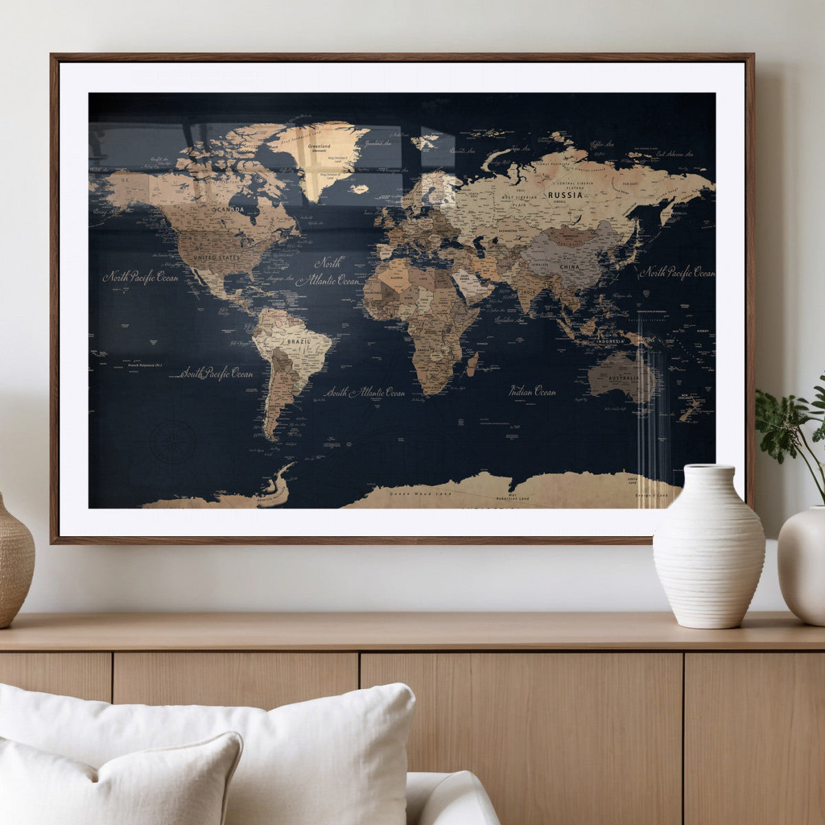 World Map Canvas Print – Detailed Map of the World Wall Art