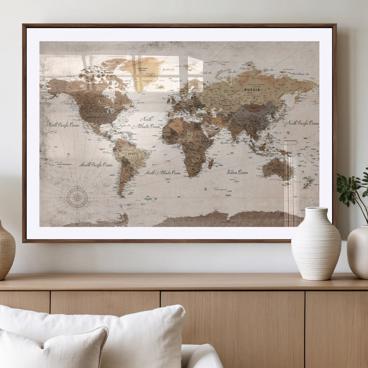 World Map Canvas Print – Framed Travel Map Wall Art for