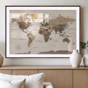 World Map Canvas Print – Framed Detailed Map of the World