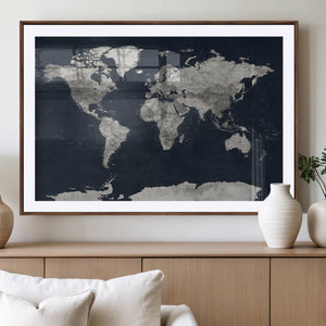 Colorful Watercolor World Map Canvas Print – Vibrant Framed