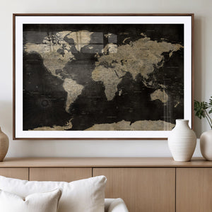 Push Pin World Map Canvas Wall Art Print, Interactive Travel