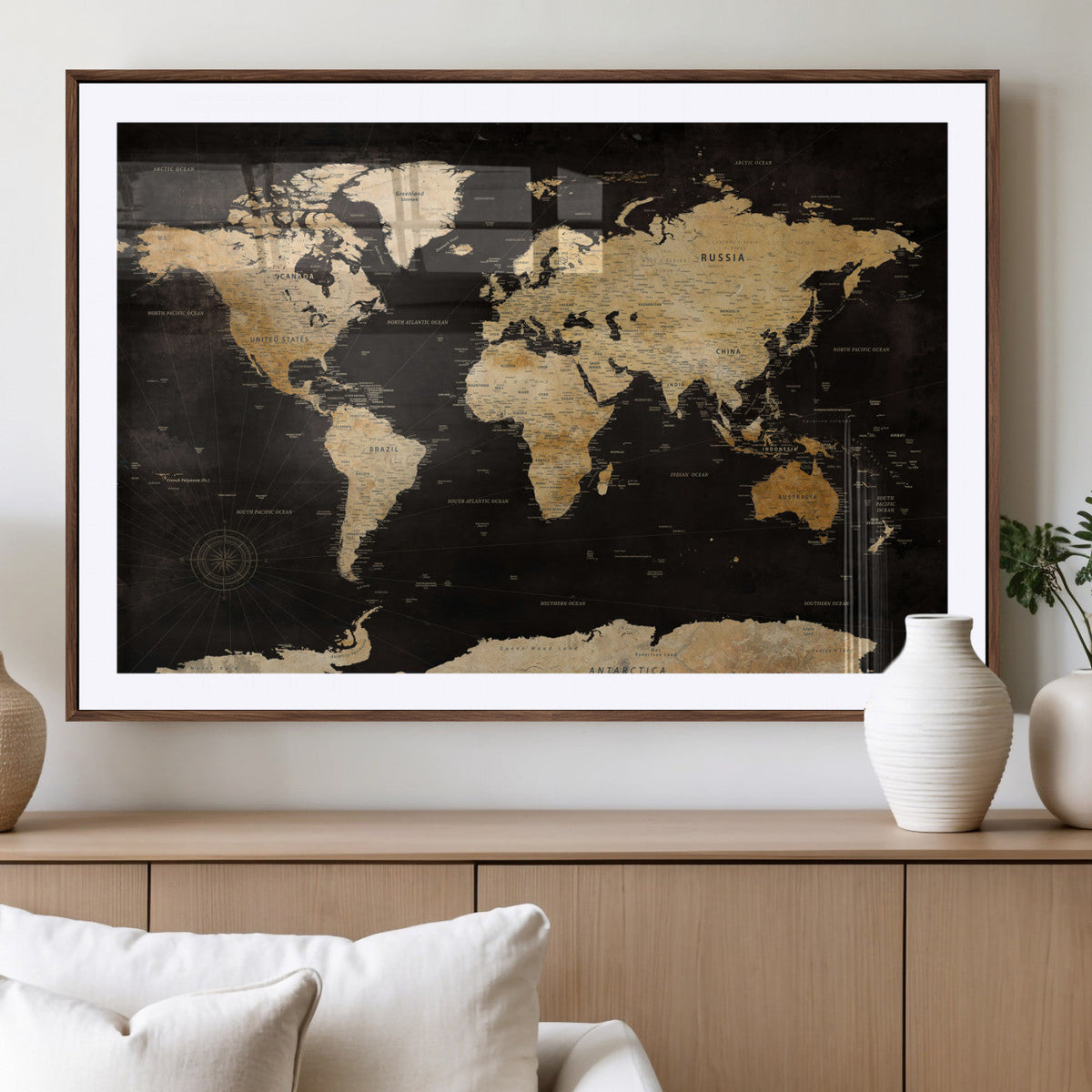 Extra Large World Map Canvas Print – Detailed Map Classic