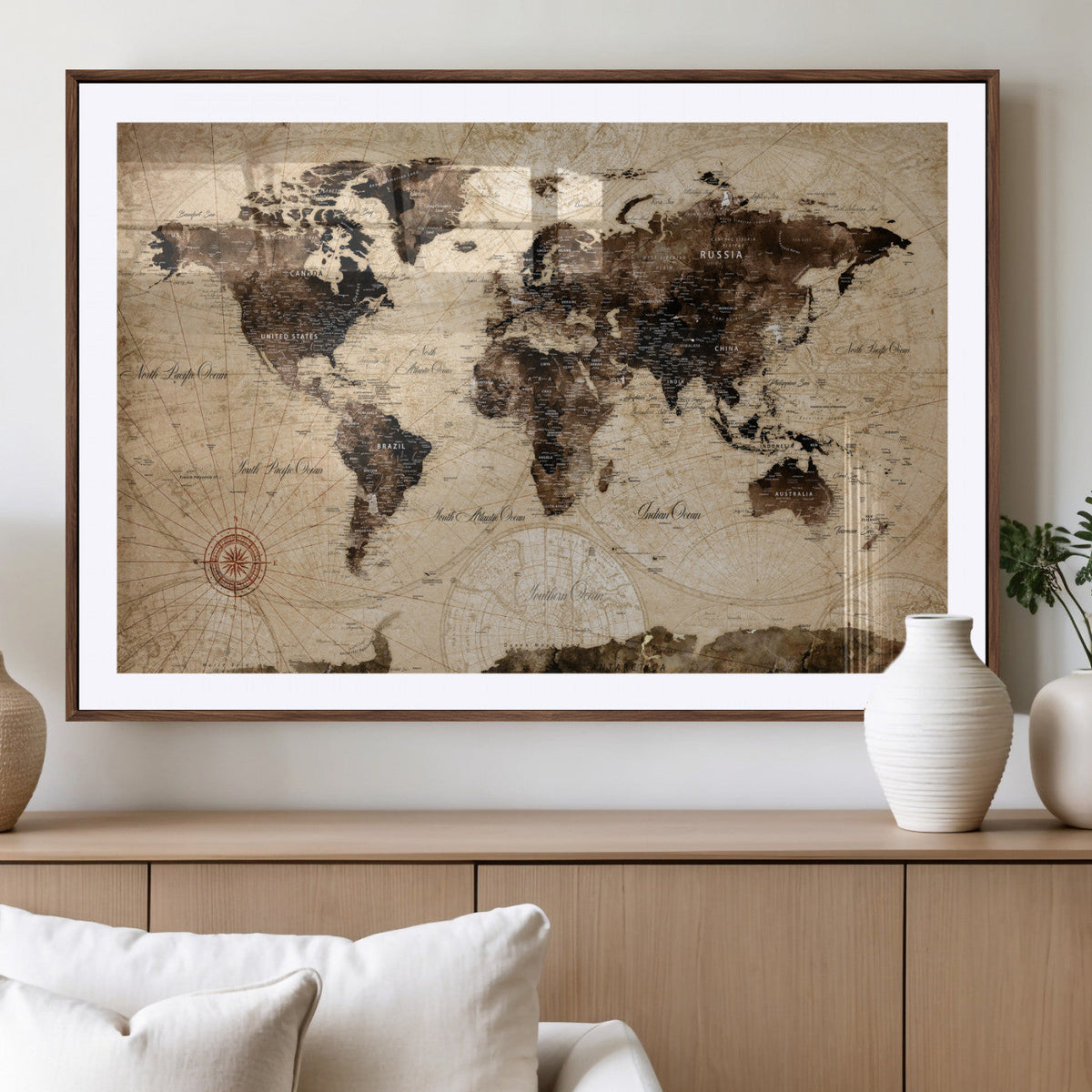 World Map Wall Art Canvas Print