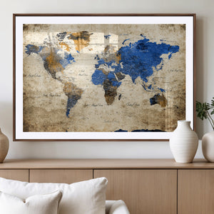 World Map Canvas Print – Colorful Abstract Travel Map,