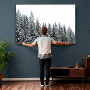 Misty Mountain Forest Canvas Print, Foggy Pine Trees Nature