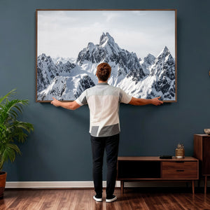 Snowy Mountain Range Canvas Print, Alpine Peaks Landscape