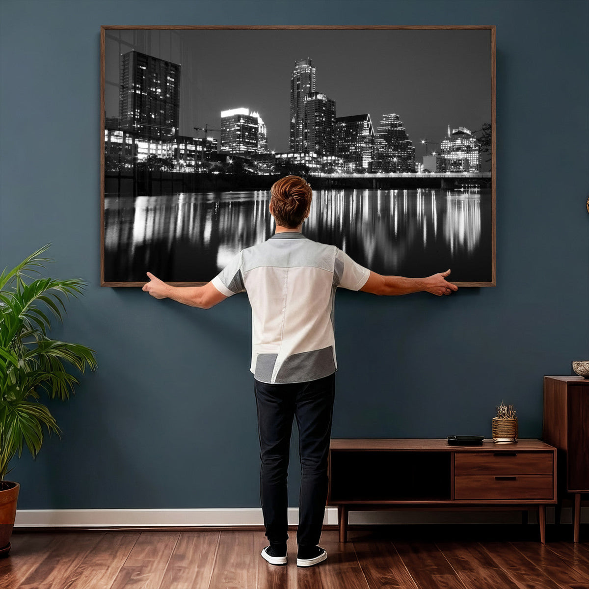 Austin Skyline Wall Art Canvas Print, Austin Downtown Night