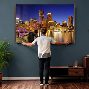Boston Wall Art Canvas Print, Boston City Downtown Night