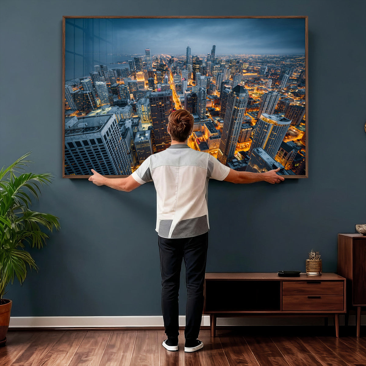 Chicago Wall Art Canvas Print - Chicago City Downtown Night