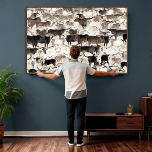 Abstract Texas Longhorn Print - Longhorn Herd Print for