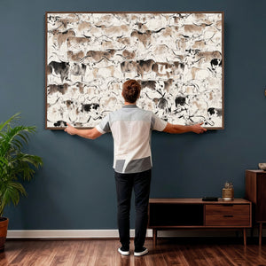 Abstract Texas Cow Canvas Print for Cabin and Western Home