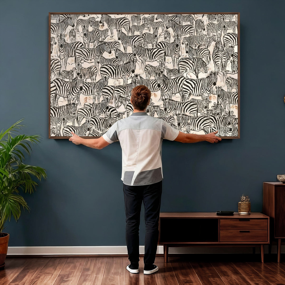 Abstract Zebra Wall Art Canvas Print for Farmhouse Decor