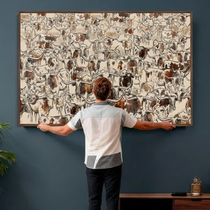 Abstract Longhorn Wall Art Canvas Print - Farm Animal