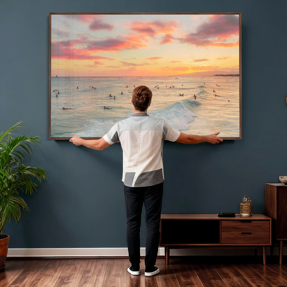 Sunset Beach Wall Art Canvas Print – Soft Coastal