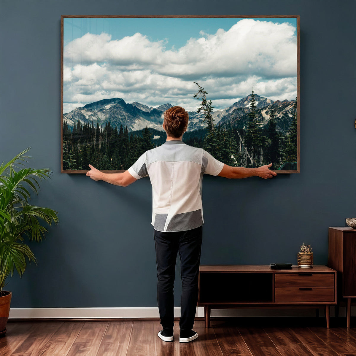 Mountain Forest Wall Art Canvas Print, Alpine Pine Tree