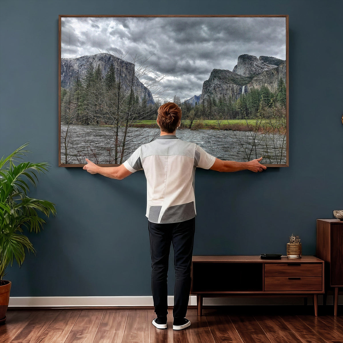 Yosemite Valley River Wall Art Canvas Print, Granite Cliffs