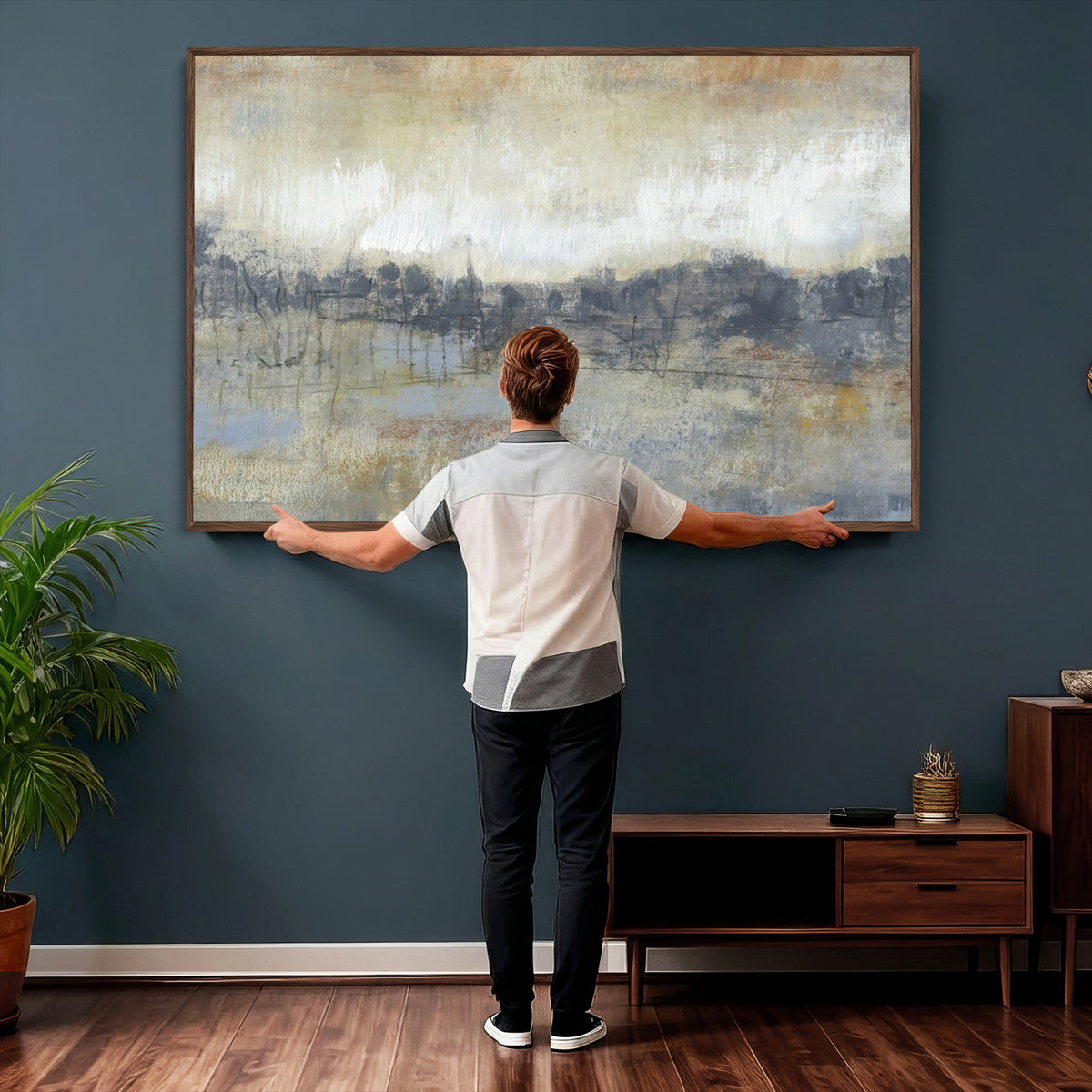 Abstract Neutral Landscape Painting Wall Art