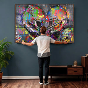 Graffiti Football Helmets Wall Art Canvas Print, Urban