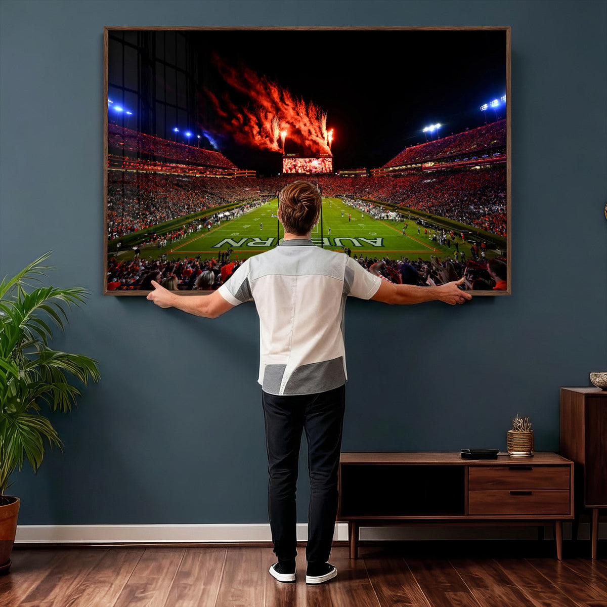 Auburn Stadium Wall Art Canvas Print, College Football Night