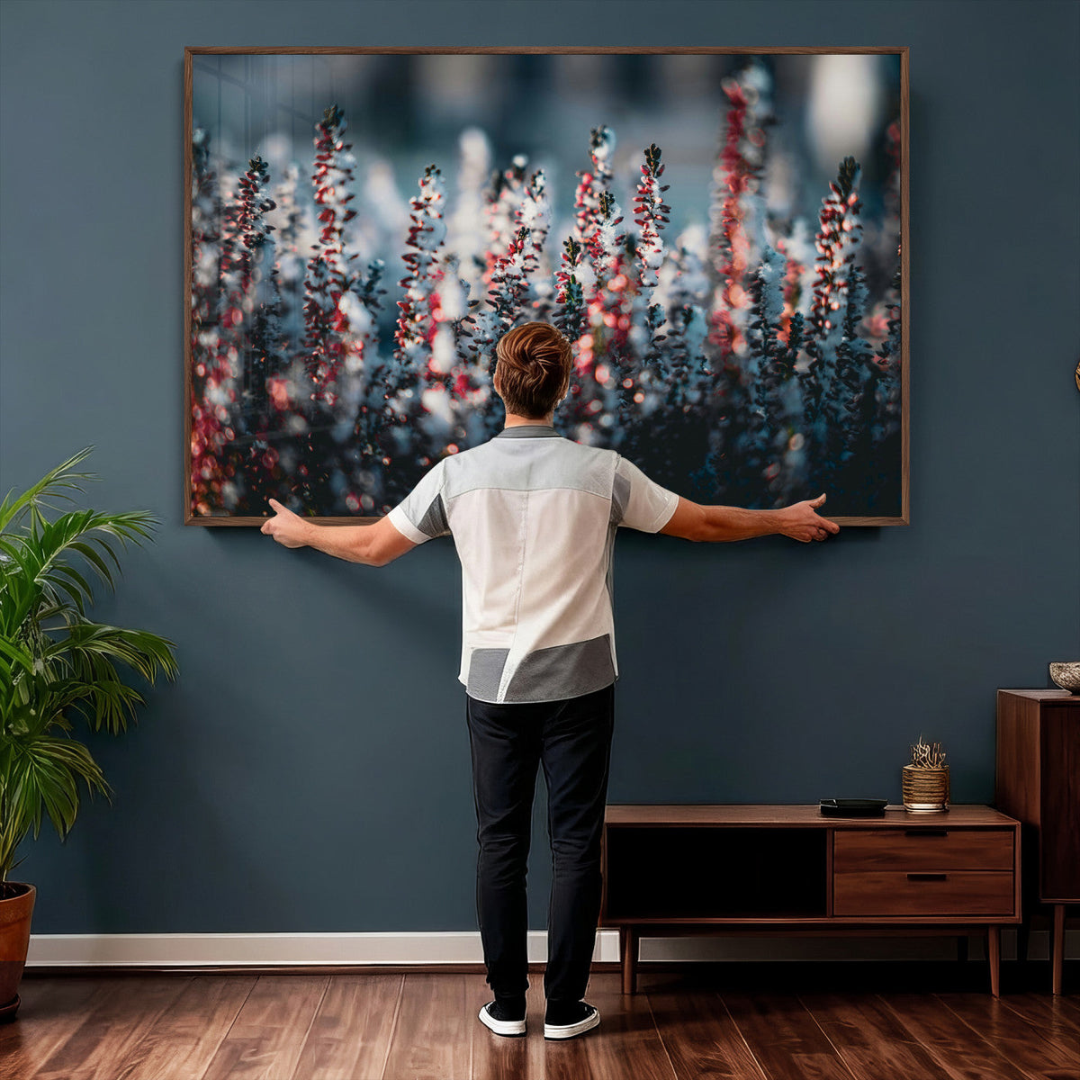 Winter Heather Wall Art Canvas Print, Frosted Floral Nature