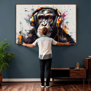 Dj Monkey Wall Art Canvas Print – Colorful Pop Art Banksy