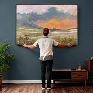 Mountain Sunset Wall Art Canvas Print Vintage Landscape