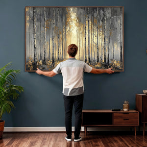 Abstract Birch Forest Wall Art Canvas Print – Modern Neutral