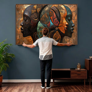 Abstract Afro American Women Wall Art Canvas Print