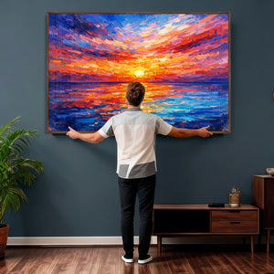 Colorful Knife Ocean Sunset Canvas — Orange Pink Teal