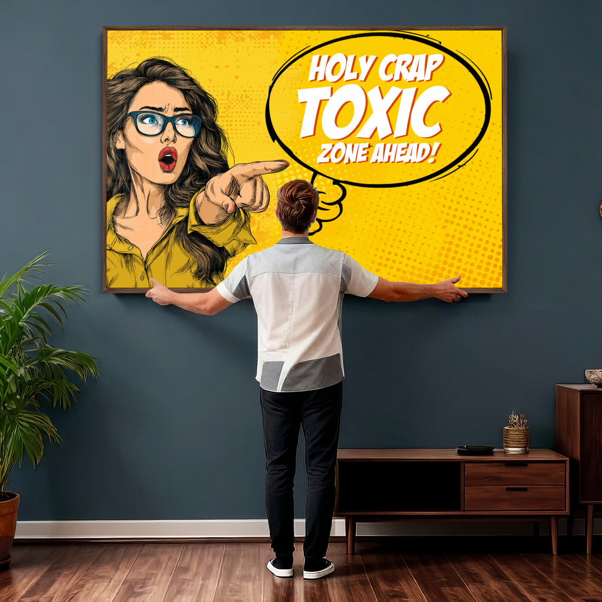 Pop Art Print Bathroom Sign Wall Art Canvas Print — Funny